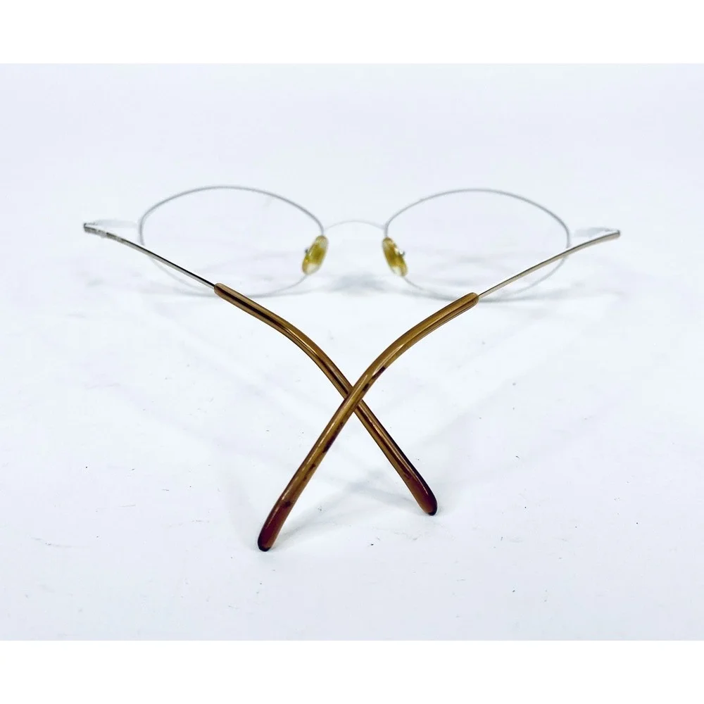 Kate Spade Half Rim Gold White Metal Oval Almond Glasses Italy Leah 50 17 130